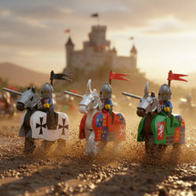 Armored and crusader warhorses in a cavalry charge - Brick Bros