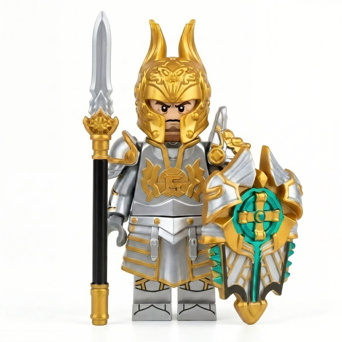 White Gold Horned Helm Knight - Brick Bros