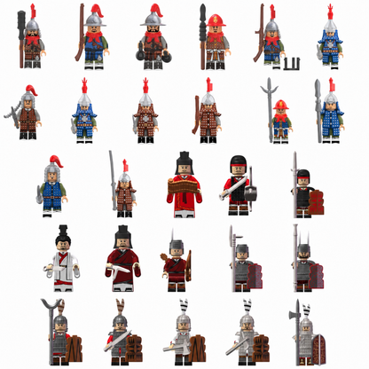Clash of Empires XP666 to XP695 warrior minifigure group on white background
