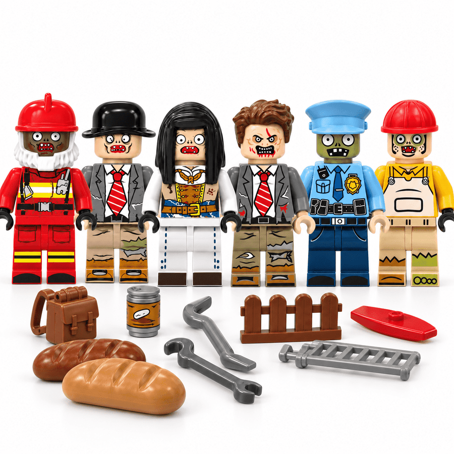 Random Zombie Battle Pack with six assorted zombie minifigures and accessories